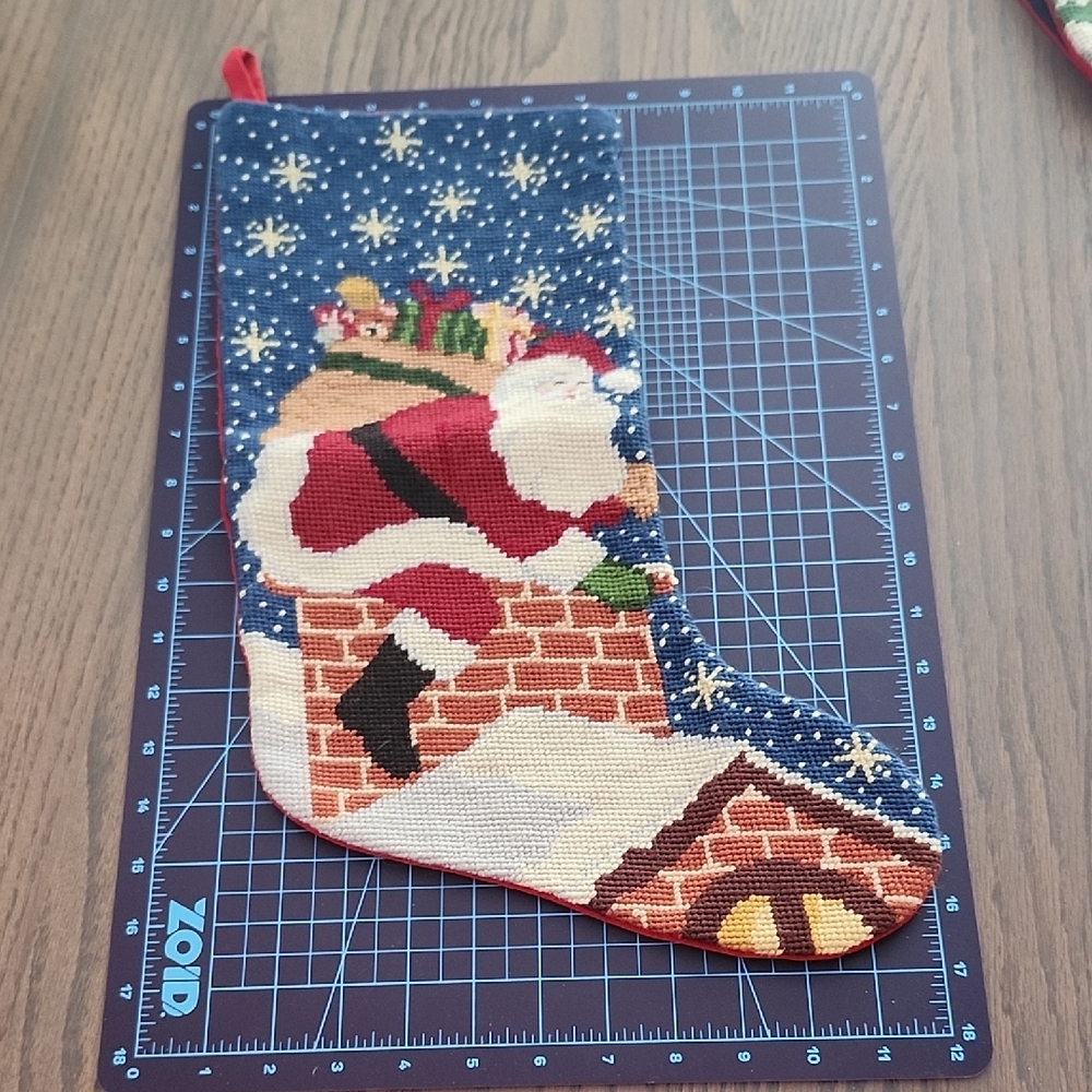 Santa Needlepoint Christmas Stocking